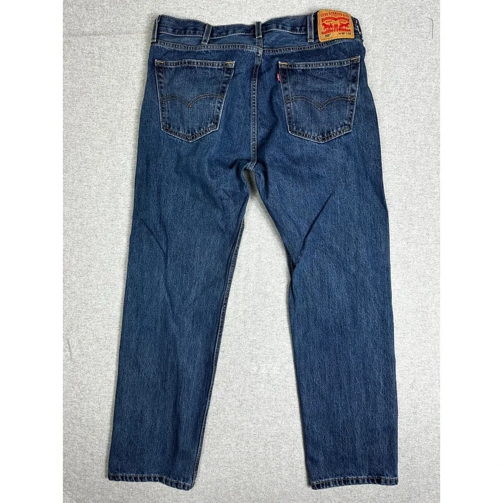 Levis 505 Regular Fit Jeans Mens 38x32 (36x31) Blue Straight Leg Denim Darkwash